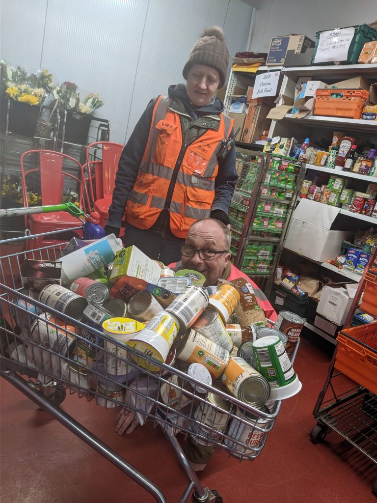 Clare & Phil in our Food Bank (SILLY)